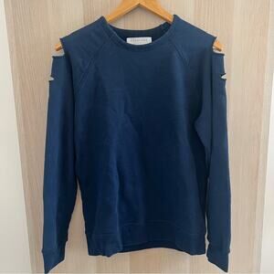 Everlane Shoulder Cutout Navy Crewneck Sweater